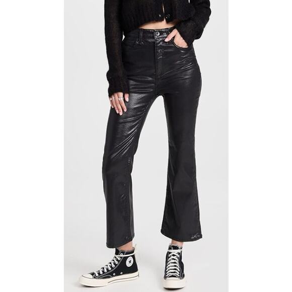 RAG & BONE Womens Casey Jeans Size 33 Coated Black High Rise Flare Ankle NWT - Picture 1 of 10